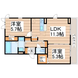 D-room Dearcourt幸町II【2階】の間取り