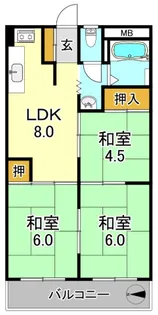 大阪府大阪市平野区西脇1【マンション】の間取り