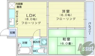 サンマンション広瀬【6階】の間取り
