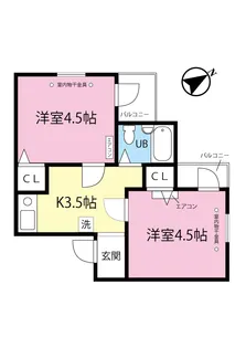 ミングルAP.栗谷一番館【2階】の間取り