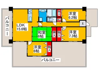 南海サウスヒルズ松ヶ丘【7階】の間取り