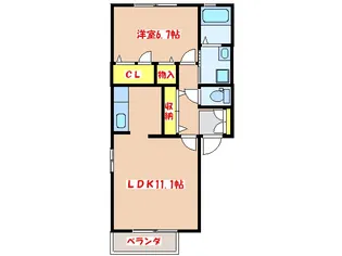 ディアスS A棟【2階】の間取り