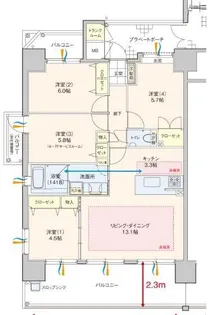 ウイング三滝観音台【3階】の間取り