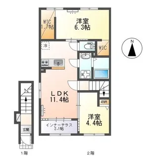 ラ・クラリエール(La Clairiere)【2階】の間取り