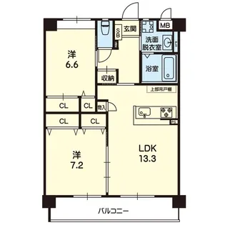 ワンネス長嶺【1階】の間取り
