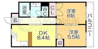 ジョグ六ツ門南【2階】の間取り
