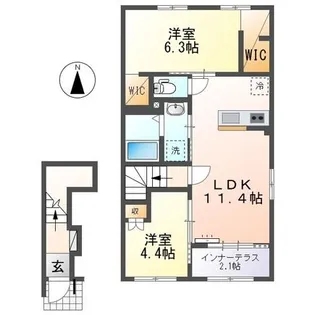 焼津市石津アパート【2階】の間取り