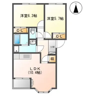 クレア雅(CREA雅)【2階】の間取り