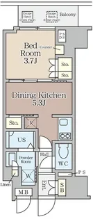 1DKの間取り画像