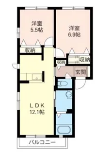 オークヒルズA【1階】の間取り