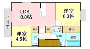 福岡県北九州市八幡西区上香月1【アパート】の間取り
