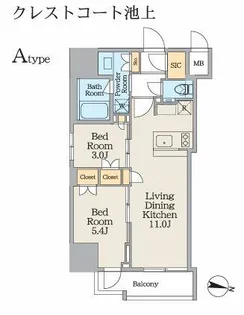 クレストコート池上【12階】の間取り