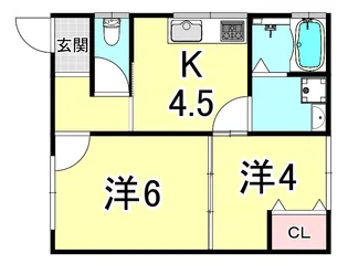 歌敷山ハイツ【1階】の間取り