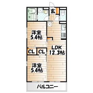 2LDKの間取り画像