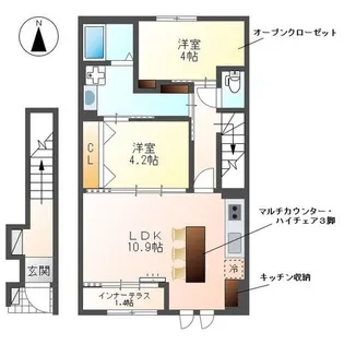 レヴメゾン神山五番館【2階】の間取り