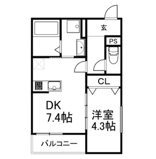 パレミヤビ香里西【1階】の間取り