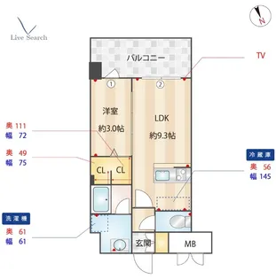 カミノレアル箱崎宮前【4階】の間取り