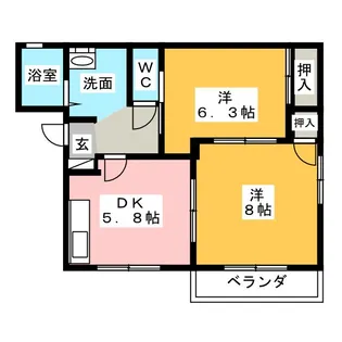 クレインハウス90 B【2階】の間取り