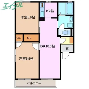 ミニオンフラッツ B【1階】の間取り