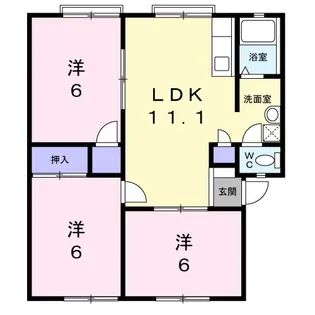 サンビレッジ諸富B【1階】の間取り