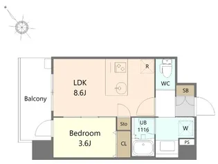 リーフル博多【4階】の間取り