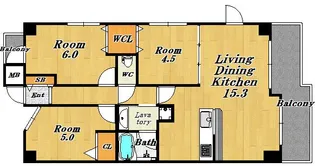塚本駅前レジデンス【9階】の間取り