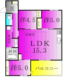 プランドール南流山【3階】の間取り