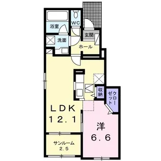 フォレスト・プルメリアB【1階】の間取り