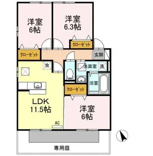 リビングタウン岩国 F棟【1階】の間取り