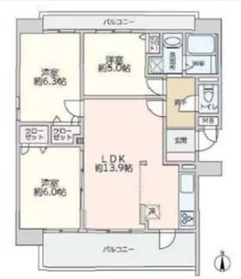 コスモ川口並木元町エグゼ【7階】の間取り