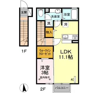 グランディール桜木 B【2階】の間取り