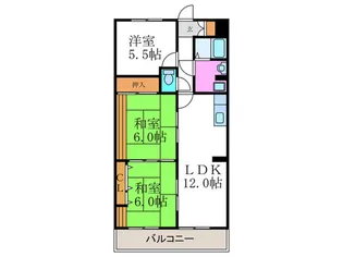 グリ-ンヒル天神【2階】の間取り