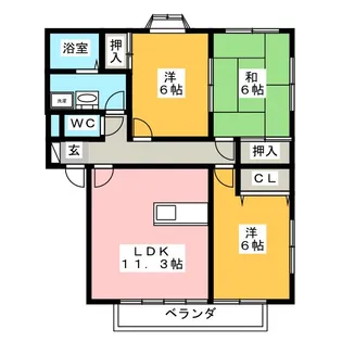 ライフイン・パラス B棟【2階】の間取り