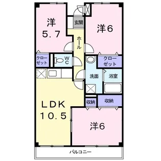 カーサ フィレンツェ【3階】の間取り
