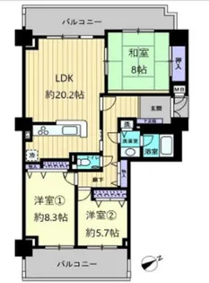 サーパス牛田天水苑【8階】の間取り