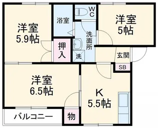 パークハイツ東町A棟【2階】の間取り