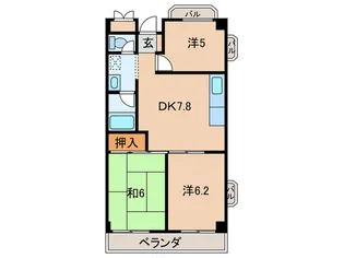 南武庫之荘ア-バンリズ【3階】の間取り