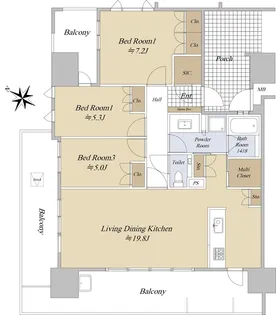 グランドメゾン薬院【6階】の間取り