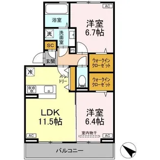 シャイングレイス【3階】の間取り