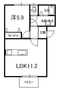 かくぼウエストヒルズ B棟【1階】の間取り