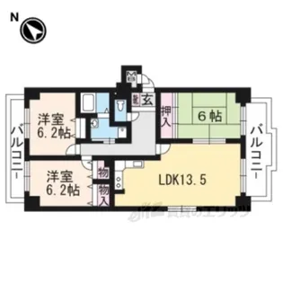 ツイン双ヶ丘【3階】の間取り