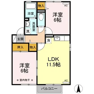 グランシャリオ B(堀之内)【2階】の間取り