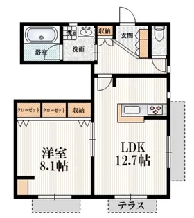 Le Grand Vert KarasuyamaII【1階】の間取り