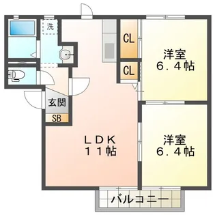 サンフルール岸岡 B棟【2階】の間取り