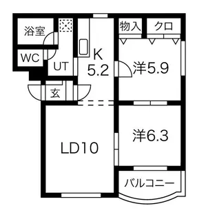 ミヤビタウンB【2階】の間取り
