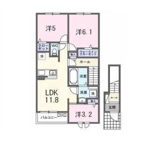 (仮)井手町多賀アパート【2階】の間取り