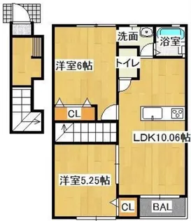 岡山県岡山市北区平野【アパート】の間取り