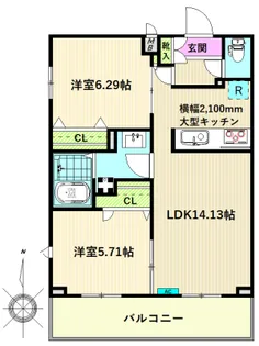 グランレーヴ【5階】の間取り