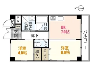 ユニバーサルなかがわI【3階】の間取り