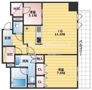 KDX堺筋本町レジデンス【15階】の間取り